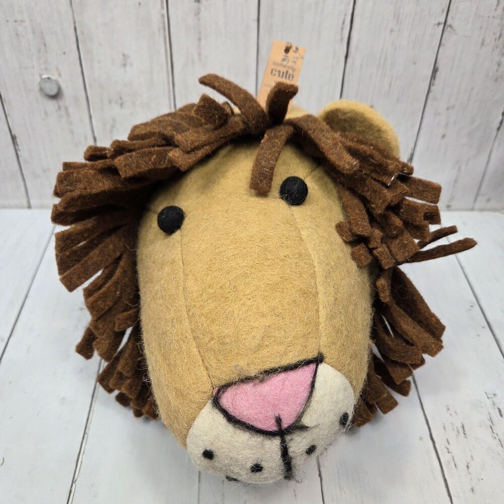 Wool Felt Plush Lion Head For Nursery Wall Decor Cupcakes & Cartwheels Handmade